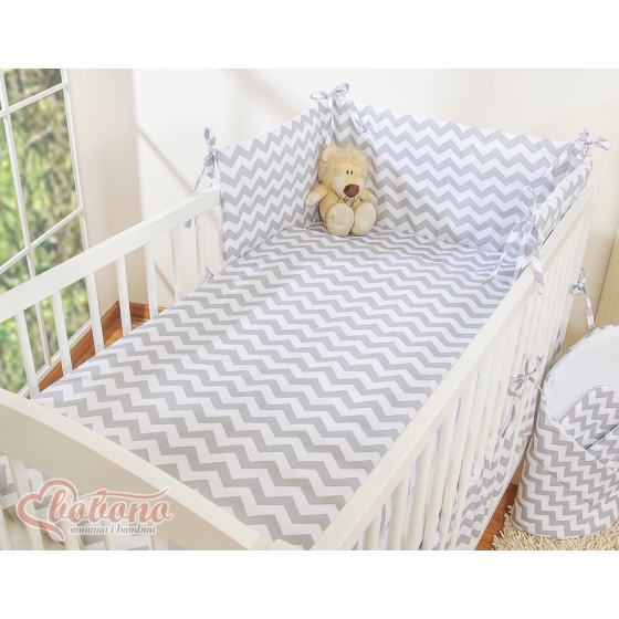 Bedding set for Baby Cot 3-pcs- chevron Gray