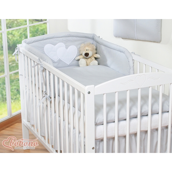 Bedding set for Baby Cot 3-pcs- Hanging Hearts Gray