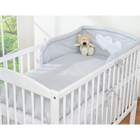 Bedding set for Baby Cot 3-pcs- Hanging Hearts Gray
