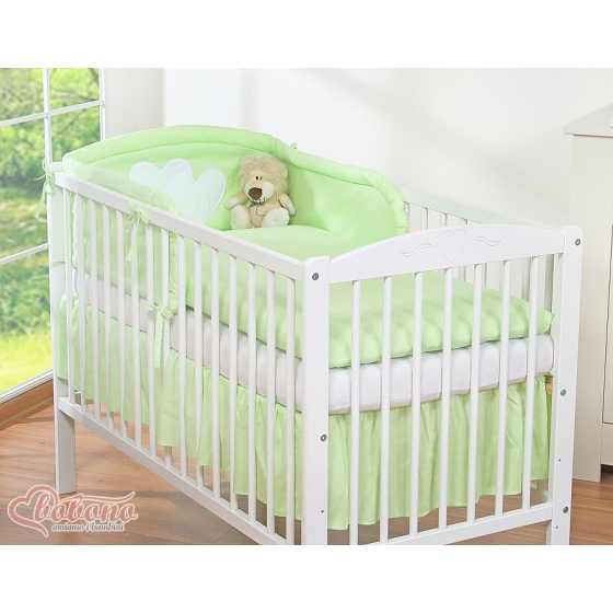 Bedding set for Baby Cot 3-pcs- Hanging Hearts green