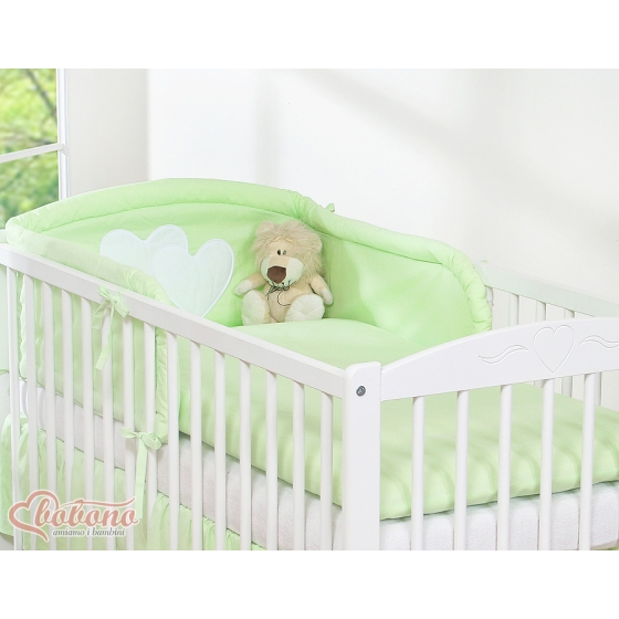 Bedding set for Baby Cot 3-pcs- Hanging Hearts green