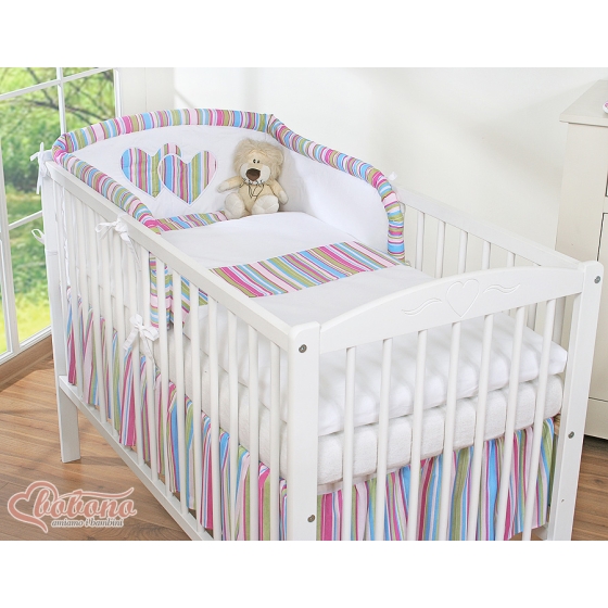 Bedding set for Baby Cot 3-pcs- Hanging Hearts lilac stripes