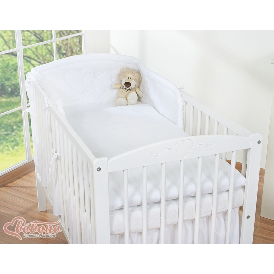 Bedding set for Baby Cot 3-pcs- Hanging Hearts white