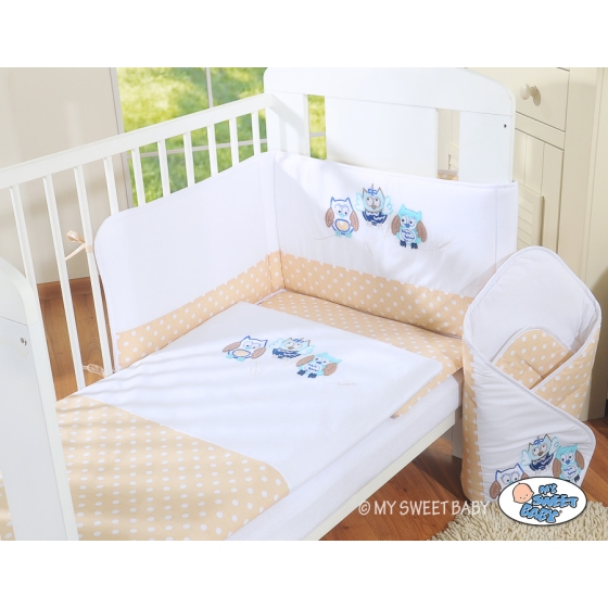 Bedding set for Baby Cot 3-pcs- Owls beige