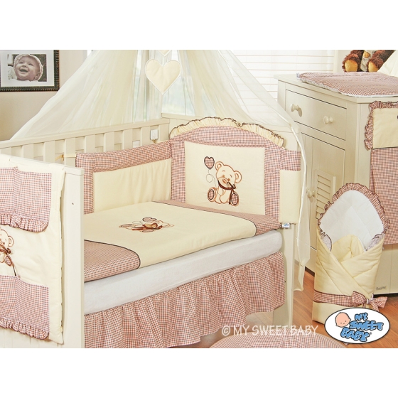 Bedding set for Baby Cot 3-pcs- Teddy Bear with bow brown