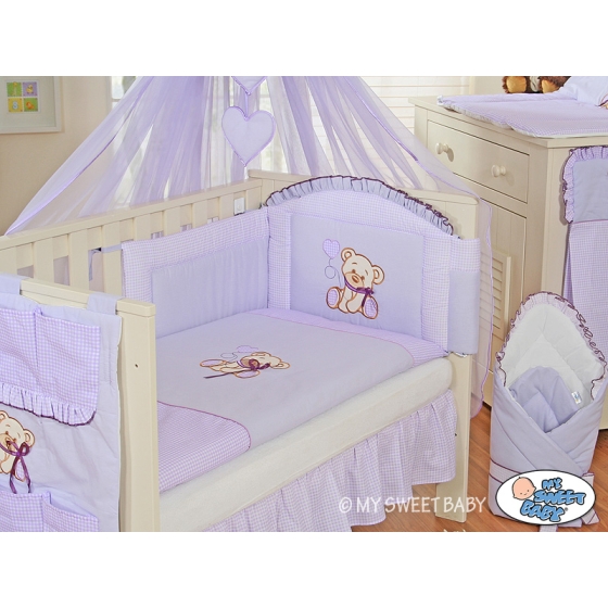 Bedding set for Baby Cot 3-pcs- Teddy Bear with bow lilac