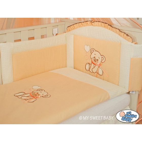 Bedding set for Baby Cot 3-pcs- Teddy Bear with bow peach