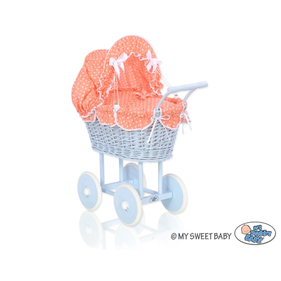 Blue Wicker Stroller Doll pram -761