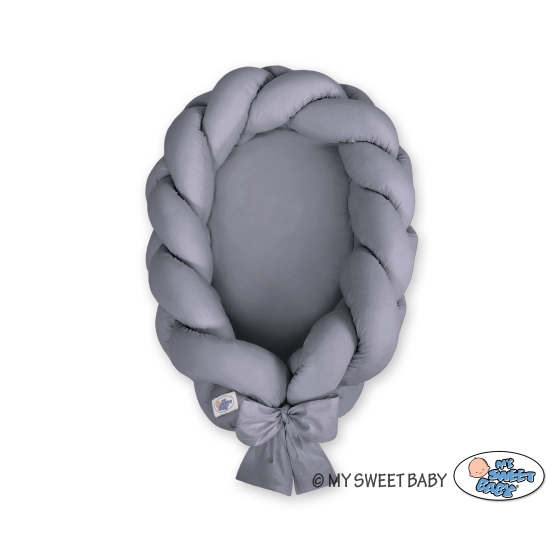 Braided babynest Knot Bumper & Mattress 2 in 1- anthracite