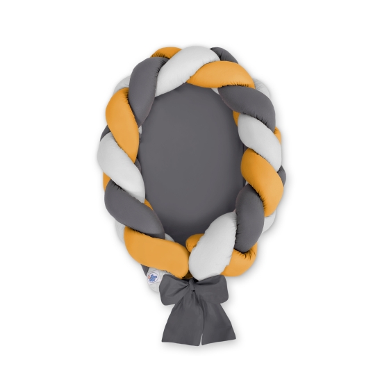Braided babynest Knot Bumper & Mattress 2 in 1 - gray-honey yellow-anthracite