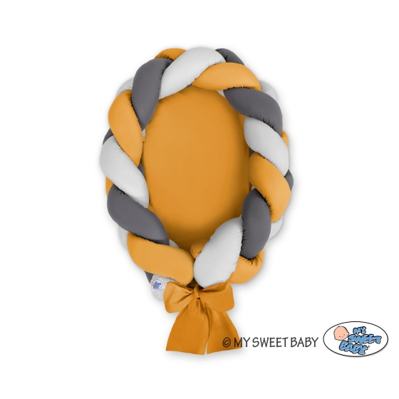 Braided babynest Knot Bumper & Mattress 2 in 1 - gray-honey yellow-anthracite