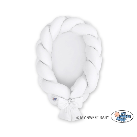 Braided babynest Knot Bumper & Mattress 2 in 1 - white