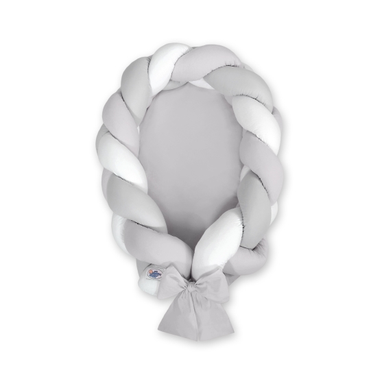 Braided babynest Knot Bumper & Mattress 2 in 1 - white-gray