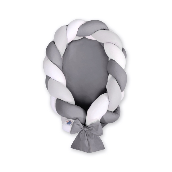 Braided babynest Knot Bumper & Mattress 2 in 1 - white-gray- anthracite
