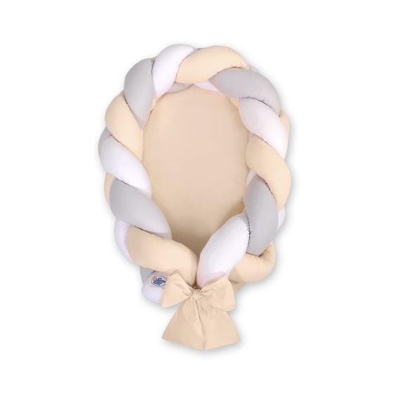 Braided babynest Knot Bumper & Mattress 2 in 1 - white-gray-beige