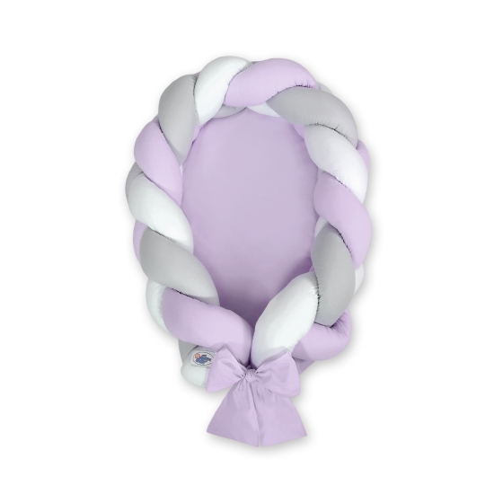 Braided babynest Knot Bumper & Mattress 2 in 1 - white-lilac-gray