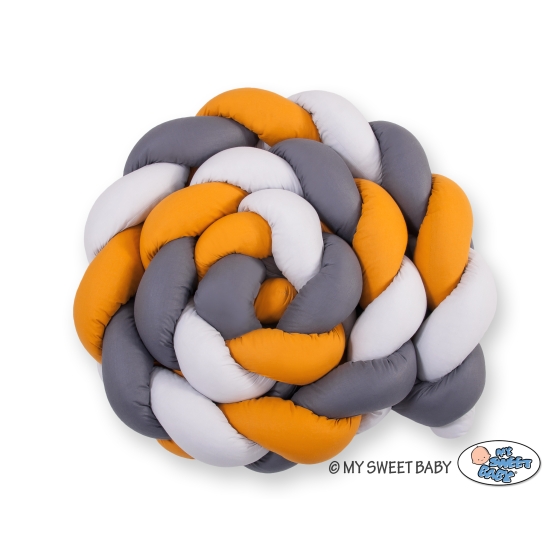 Braided Cushion Extra Knot bumper XXL Pillow- gray-honey yellow-anthracite