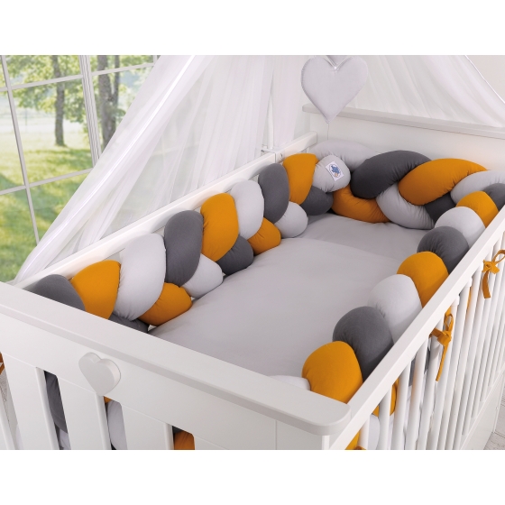 Braided Cushion Extra Knot bumper XXL Pillow- gray-honey yellow-anthracite