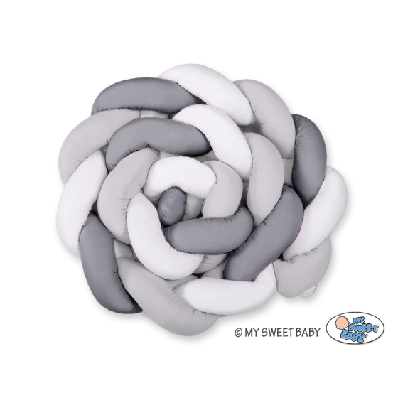 Braided Crib Bumper - white-gray-anthracite