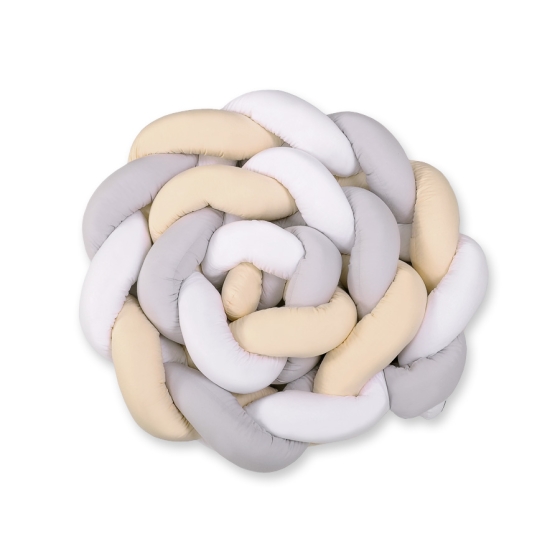 Knot Crib Braided Bumper XXL Pillow- white-gray-beige
