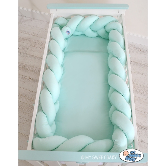 Braided crib bumper mint