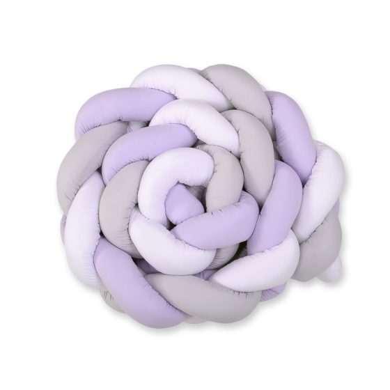 Braided Cushion Extra Long Thick Knot bumper XXL Pillow- white-gray-lilac