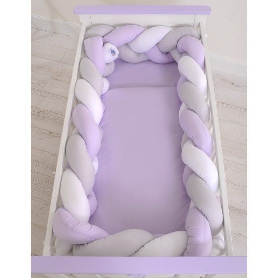 Near 4m Braided Cot Bumper Lilac Gray White