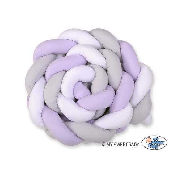 Braided Cushion Extra Long Thick Knot bumper XXL Pillow- white-gray-lilac