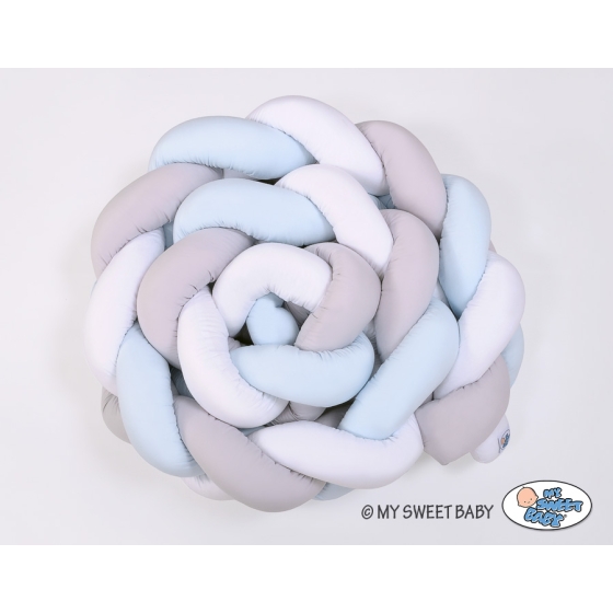 Braided Cushion Extra Thick Knot bumper 3m XXL Pillow- white-gray - blue