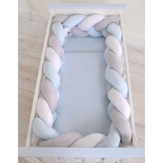 Braided Cushion Extra Thick Knot bumper 3m XXL Pillow- white-gray - blue
