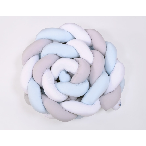 Braided Cushion Extra Thick Knot bumper 3m XXL Pillow- white-gray - blue