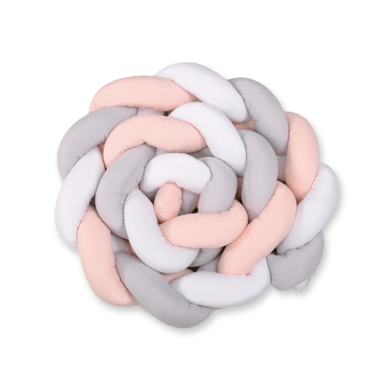 Braided Cushion Extra Thick Knot bumper 3m XXL Pillow- white-gray - powder pink