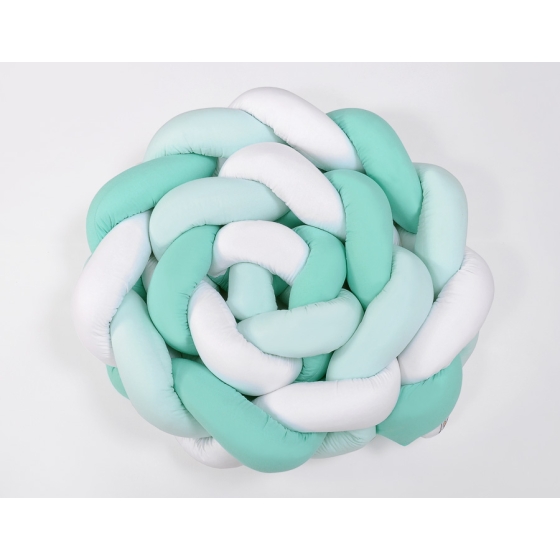 Braided Cushion Extra Thick Knot bumper XXL Pillow- white-mint