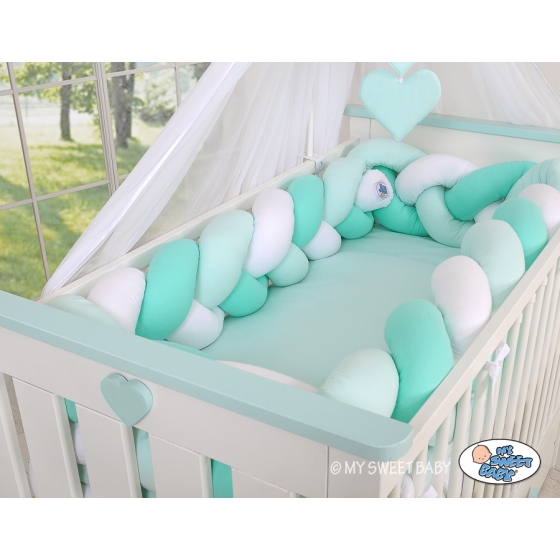 Braided Cushion Extra Thick Knot bumper XXL Pillow- white-mint