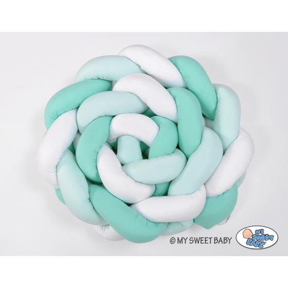 Braided Cushion Extra Thick Knot bumper XXL Pillow- white-mint