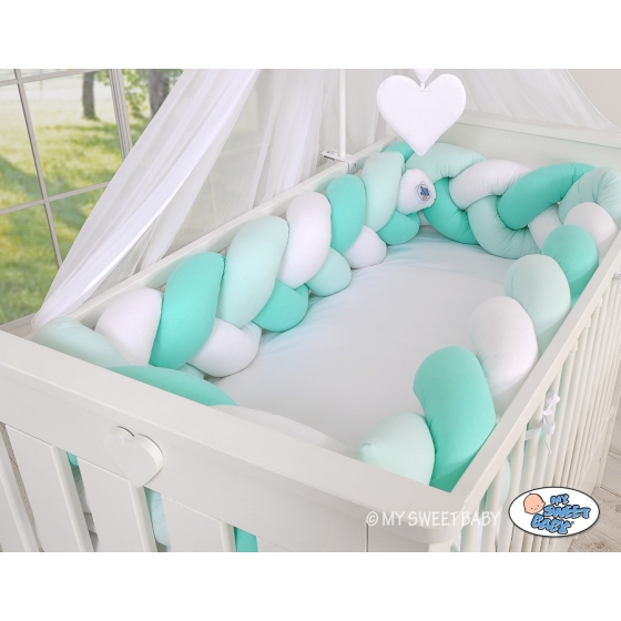 Braided Cushion Extra Thick Knot bumper XXL Pillow- white-mint