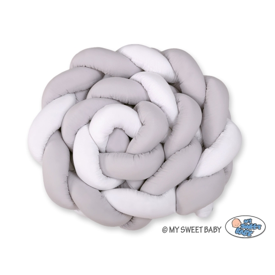 Braided Cushion Extra Thick Long Knot bumper over 3m XXL Pillow- white-gray