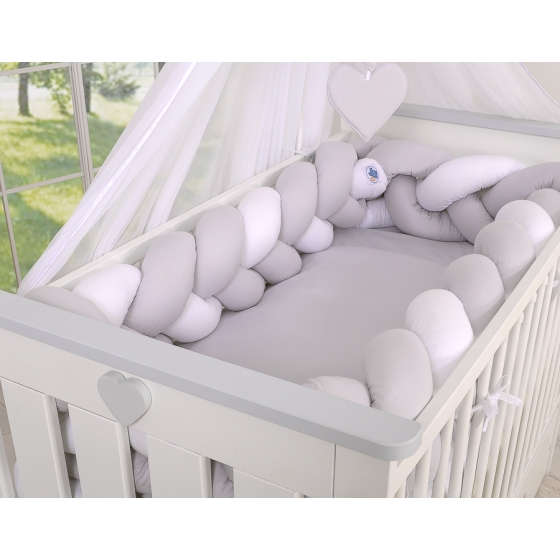 Braided Cushion Extra Thick Long Knot bumper over 3m XXL Pillow- white-gray