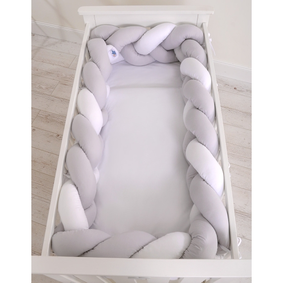 Braided Cushion Extra Thick Long Knot bumper over 3m XXL Pillow- white-gray