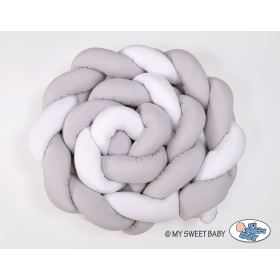 Braided Cushion Extra Thick Long Knot bumper over 3m XXL Pillow- white-gray