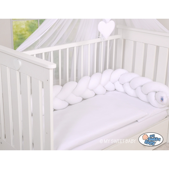 Braided Cushion Knot Baby Crib/Cot Bumper Cotton - white