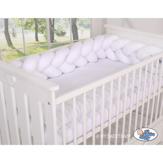 Braided Cushion Knot Baby Crib/Cot Bumper Cotton - white