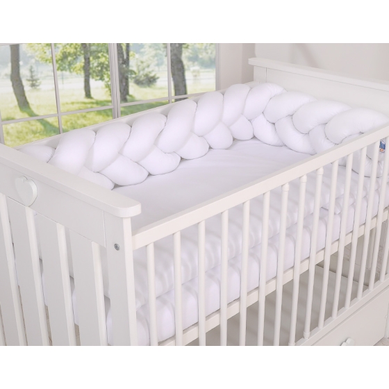 Braided Cushion Knot Baby Crib/Cot Bumper Cotton - white