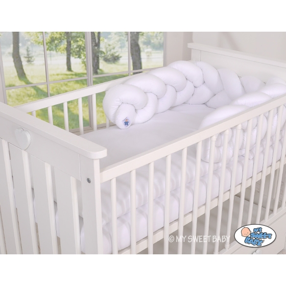 Braided Cushion Knot Baby Crib/Cot Bumper Cotton - white