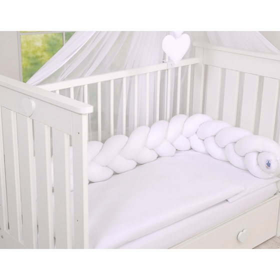 Braided Cushion Knot Baby Crib/Cot Bumper Cotton - white