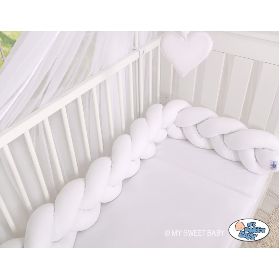 Braided Cushion Knot Baby Crib/Cot Bumper Cotton - white