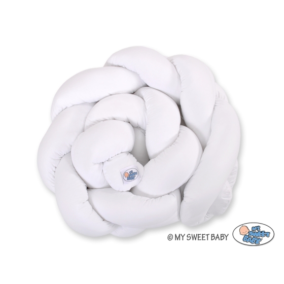 Braided Cushion Knot Baby Crib/Cot Bumper Cotton - white