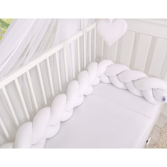 Braided Cushion Knot Baby Crib/Cot Bumper Cotton - white