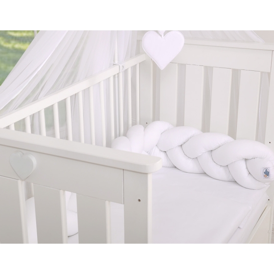 Braided Cushion Knot Baby Crib/Cot Bumper Cotton - white