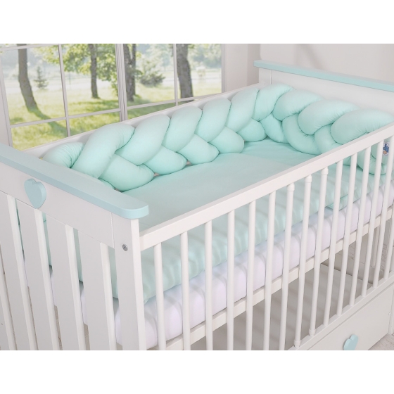 Braided Knotted Baby Crib/Cot Bumper- mint